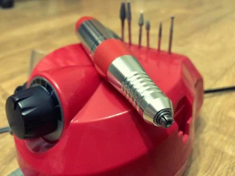 Close-up drill machine for processing nails №4 스톡 사진