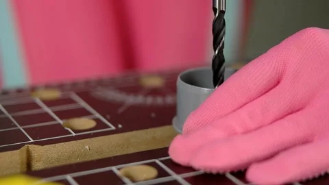 A close-up drill passes through the hole 動画素材 89179244