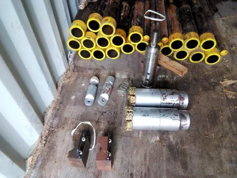 Close up of drilling crown for geotechnical engineering, environmental protectio Stock Photos