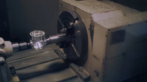 Close Up of Drilling Operation on a CNC Machine Stock Footage 104769943