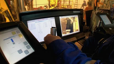 Close-up of drilling operator controls and monitors Stock-Footage 331504912