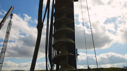 Close up of a drilling rig machine operating at a construction site. Stock-Footage 347798574