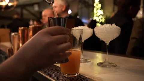 Close up of drink being prepared at the bar Stock Footage 106810256