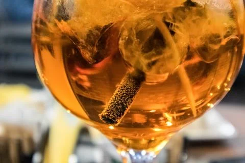 Close-Up Of Drink On Table Foto stock
