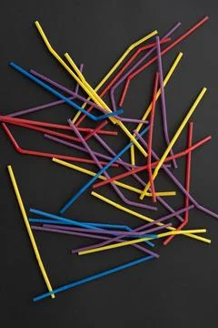 Close up of drinking straw on black background Foto stock