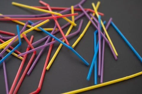 Close up of drinking straw on black background Foto stock