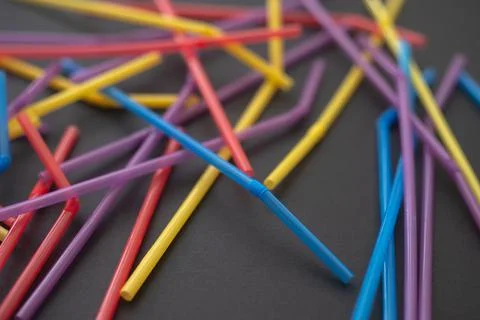 Close up of drinking straw on black background Foto stock