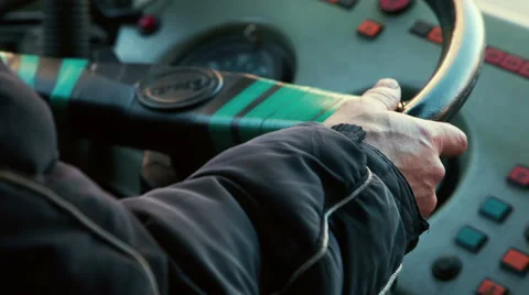 Close-up Of Driving Bus Stock Footage 60804656