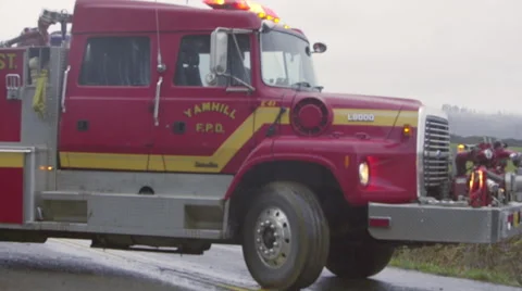 Close up of driving fire truck Stock Footage 60738658