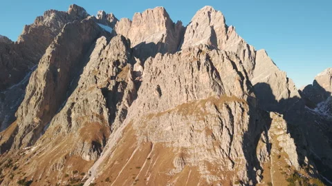 Close Drone Approach to Rocky Peaks in the Dolomites Stock Footage 335887824