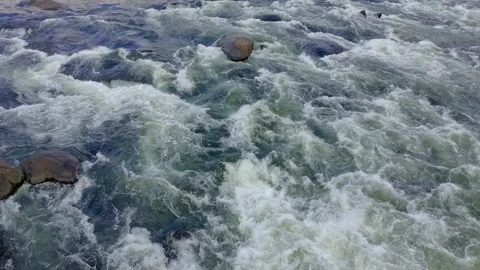 Close up drone clip of Rapids on the Saluda River by the Riverwalk in Columbia Stock Footage 314195054
