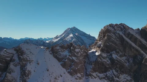 Close Drone Flight Along Rocky Ridge with Monte Pelmo View in the Dolomites Stock Footage 335845611