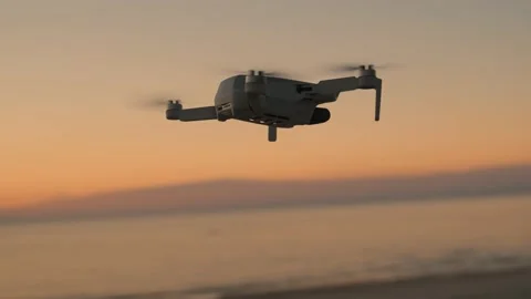 Close-up drone flying on sight Stock Footage 167799586