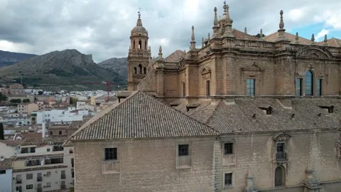 Close-Up Drone Footage of Jaen Cathedral Facade, Spain Stock Footage 324200764