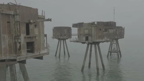 Close Drone Recording of Red Sands Fort, Daytime, 4K/25F Stock Footage 172069627