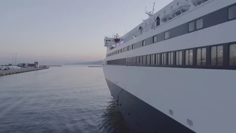 Close up drone shot to an anchored ship at Piraeus port,Greece-18 June 2020 Video stock 264571035