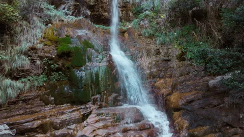 Close up drone shot of Mount Olympus Red Rock Waterfall Aerial View Видео 331045204