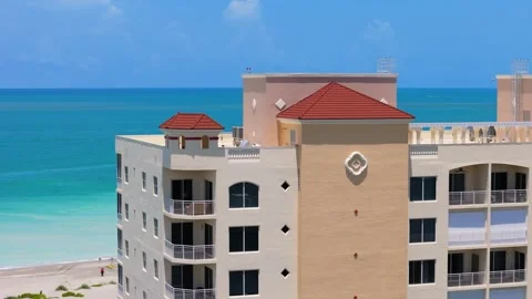 Close Up Drone View Of Oceanfront Hotel Resort In Venice Florida Stock Footage 339297721