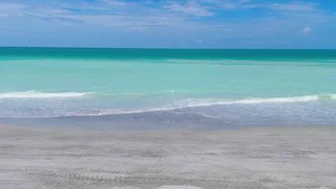 Close Up Drone View Of Waves Rolling Onto Venice Beach Shore In Florida Stock Footage 339297782
