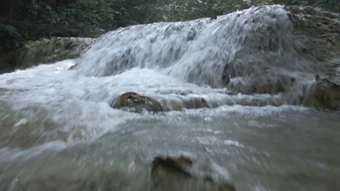 Close up drone waterfall footage Video stock 153285337