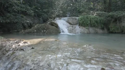 Close up drone waterfall view Video stock 153286505