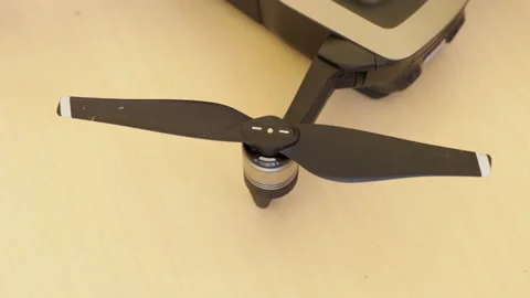 Close up of drone's propeller. Starting drone Stock Footage 137018014