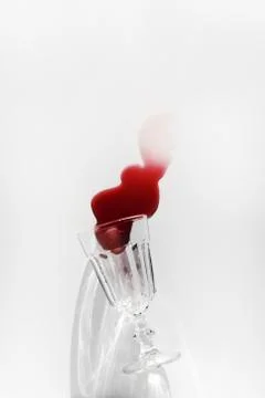 Close up of dropped empty wine glass Stock Photos