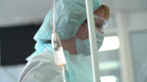 Close-up of a dropper in a hospital Stock Footage 238744563