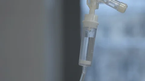 Close-up dropper needle on window background Видео 128077206