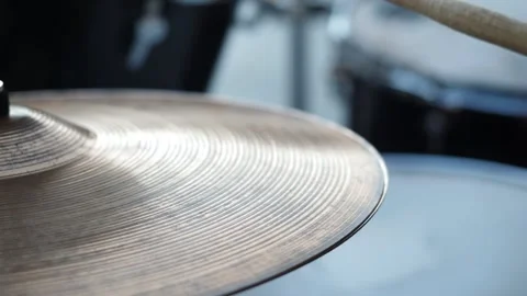 Close up of drum plate and a drummer playing on drums.  Stock-Footage 280482030