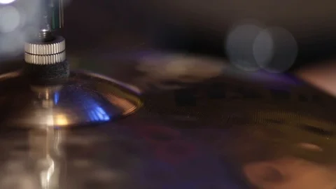 Close up of drum plate hi hat and a drummer playing on drums Stock Footage 88024552
