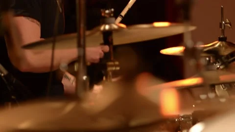 Close up of drummer player in music performance Stock Footage 136338953