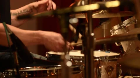 Close up of drummer player in music performance Stock Footage 136338957