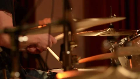 Close up of drummer player in music performance Stock Footage 136342179