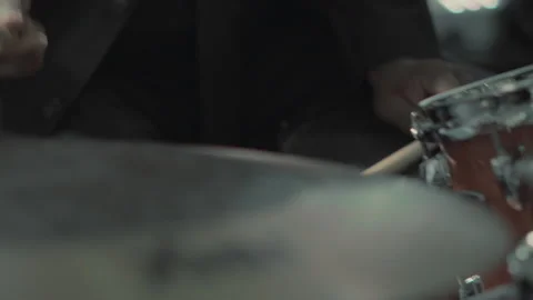 Close-up drummer playing cymbals and snare in studio 스톡 동영상 236953108
