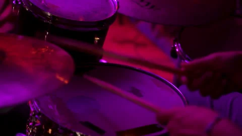 Close up of drummer's hands and drums on stage in Izmir, Turkey, June 23, 2023 Stock Footage 331774980