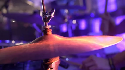 CLOSE UP OF DRUMS HI-HAT OPENING AN CLOSING Stock Footage 128373993