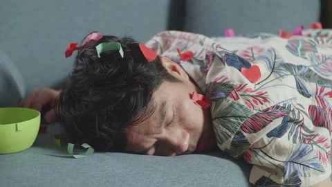 Close Up Of A Drunk Asian Man With Multi... | Stock Video | Pond5