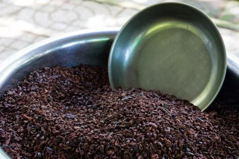 Close up of dry cacao beans Foto stock