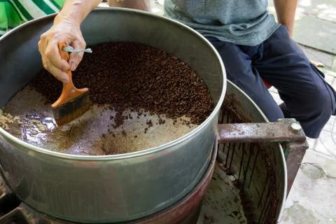 Close up of dry cacao beans Foto stock