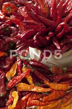 Close-up of dry Chili Pepper Stock Photos