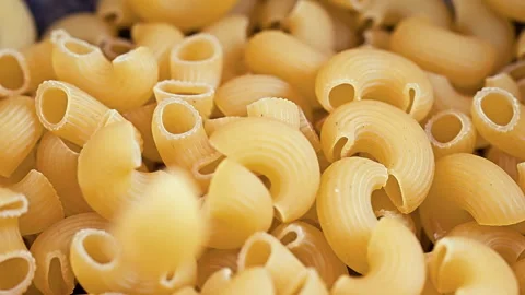 Close-up of Dry Elbow Macaroni Pasta Texture Vídeo Stock 344985238