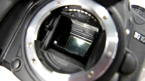Close up dslr camera mirror shutter with 4k resolution Video stock 65747265