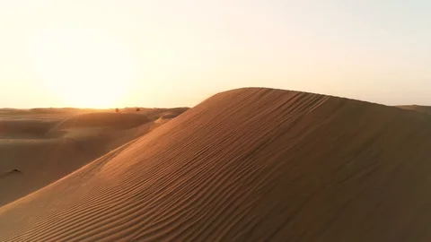Close-up dune aerial view. Sunset desert in Emirates. Endless desert dunes. 스톡 동영상 128204907