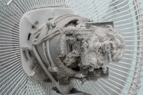 Close up Dust on system air conditioner or electric fan, Not cleaned Stock Photos