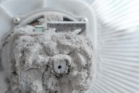 Close up Dust on system air conditioner or electric fan, Not cleaned Stock Photos