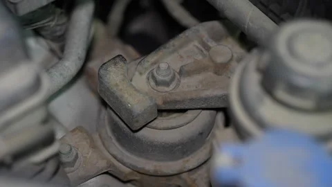 Close-up of a dusty car engine mount rubber bushing. Stock Footage 345910877