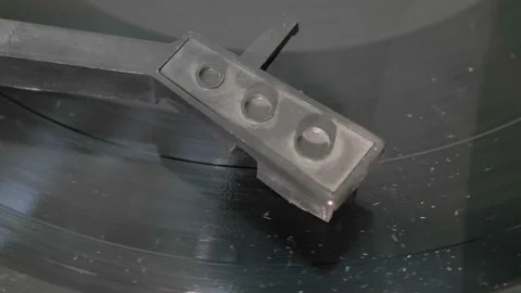 Close Up Of Dusty Record Player Playing Vinyl Stock Footage 122078045