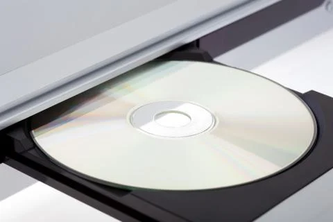 Close up of a dvd player ejecting disc Stock Photos