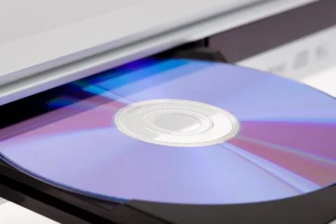 Close up of a dvd player ejecting disc . Stock Photos